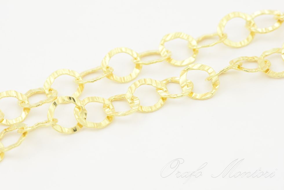 LES POULETTES BIJOUX Bracciale Con Medaglia Tonda Martellata Ottone Dorato - Angelo Raffaele - 2